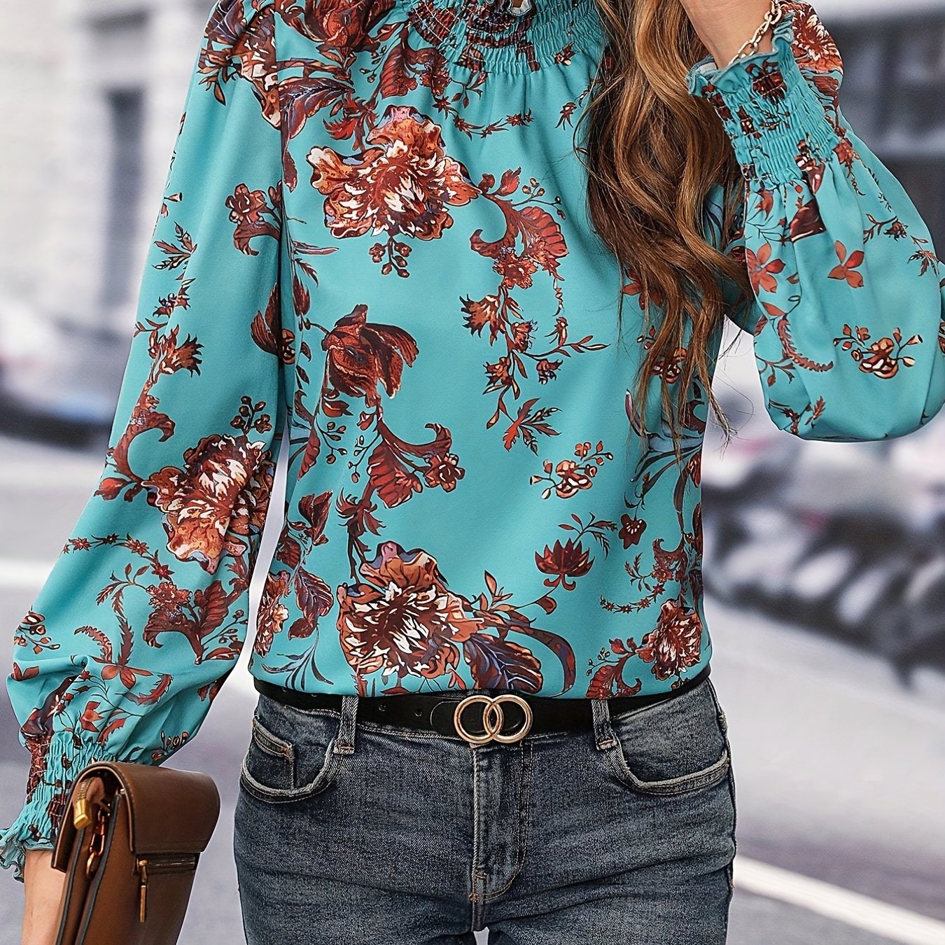 Isaline | Chemise Florale à Col Montant