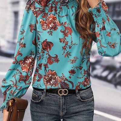 Isaline | Chemise Florale à Col Montant