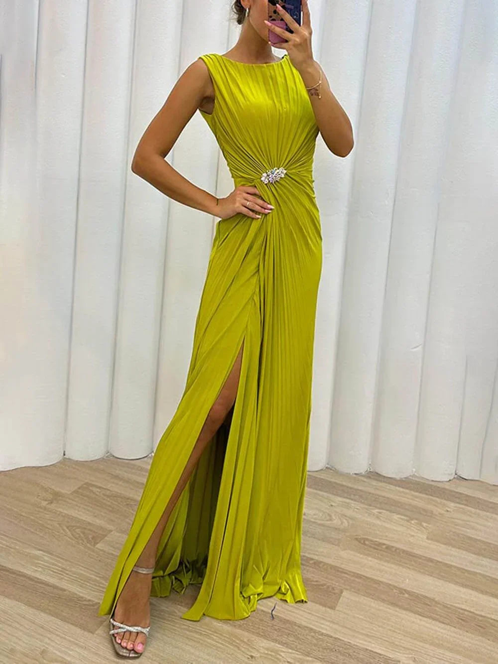 Davina | Robe de soirée longue plissée