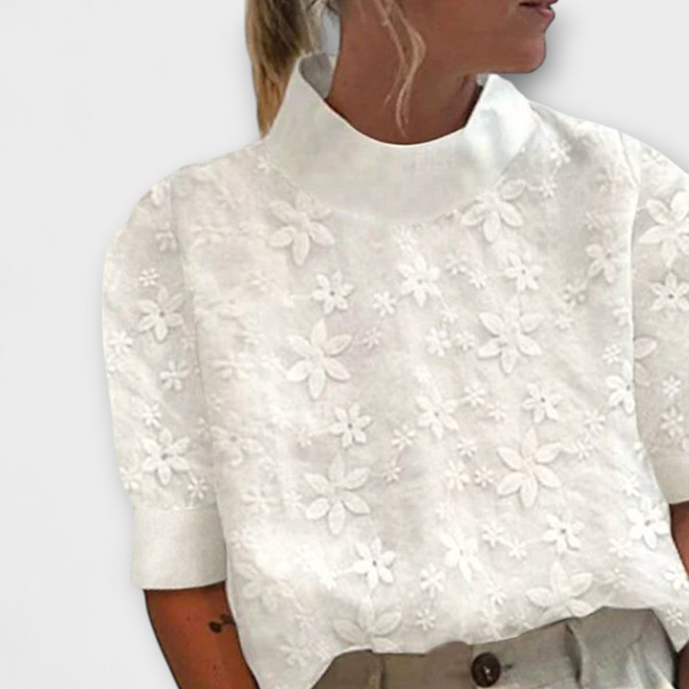Mireille | Blouse à col brodé