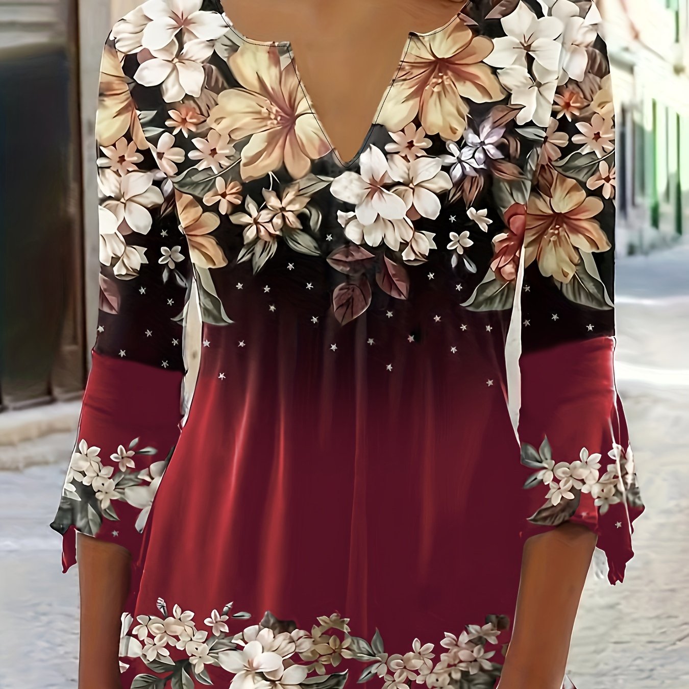 Salomé | Haut Floral à Col V