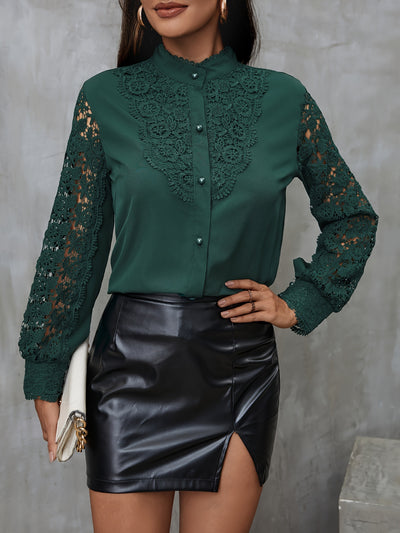Thaïs | Chemise en Dentelle à Col Montant