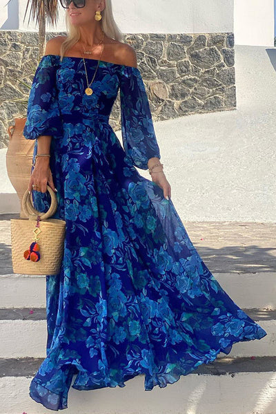 Francesca | Robe longue florale avec épaules dénudées