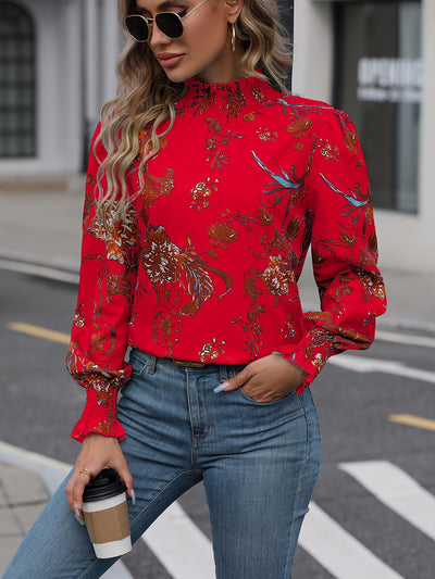 Isaline | Chemise Florale à Col Montant