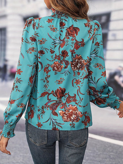 Isaline | Chemise Florale à Col Montant