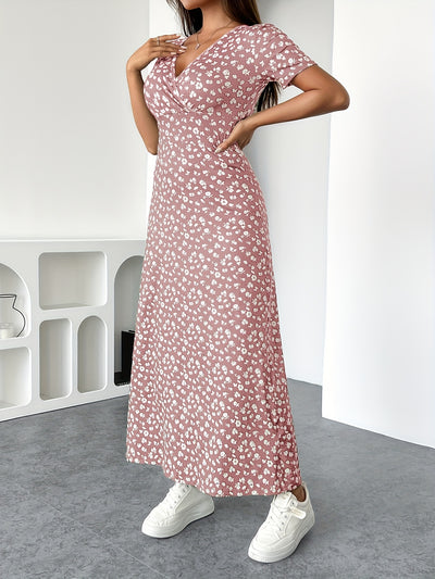 Ninon | Robe Longue Florale à Manches Courtes