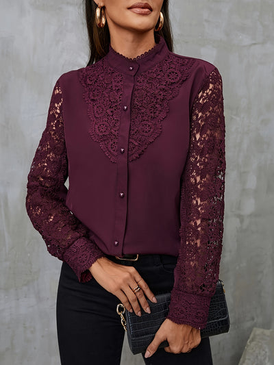Thaïs | Chemise en Dentelle à Col Montant