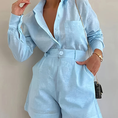 Camille | Ensemble élégant avec chemise et short taille haute