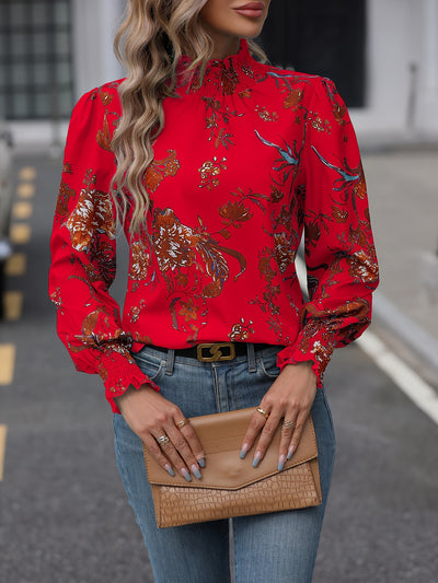 Isaline | Chemise Florale à Col Montant