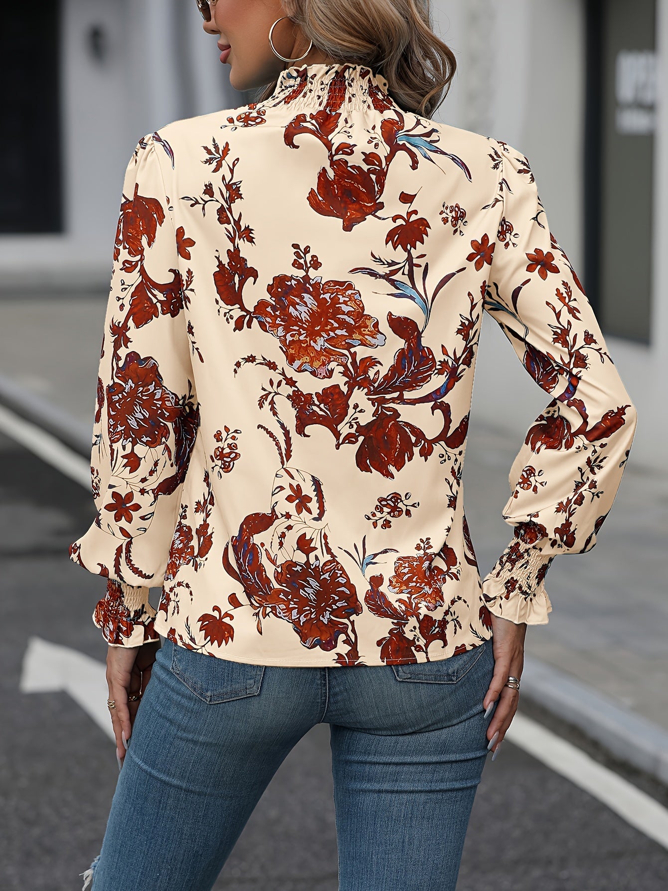 Isaline | Chemise Florale à Col Montant