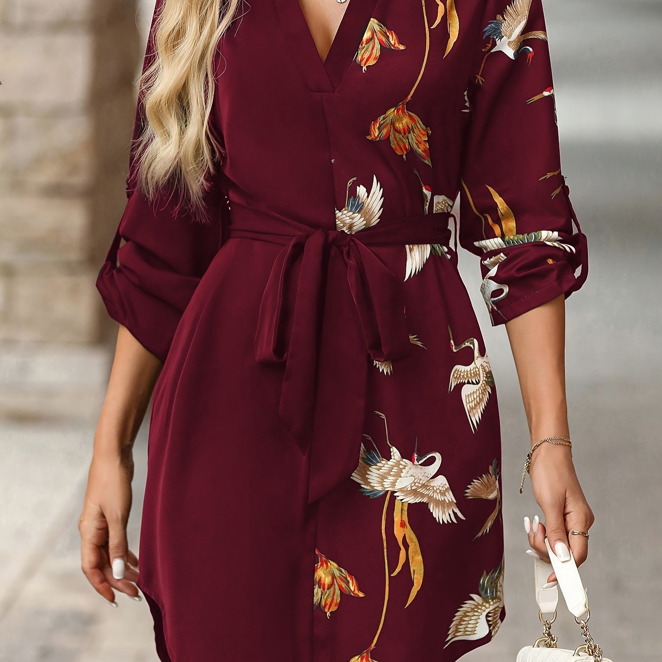 Ysaline | Robe Portefeuille Florale à Manches Longues