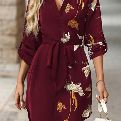 Ysaline | Robe Portefeuille Florale à Manches Longues