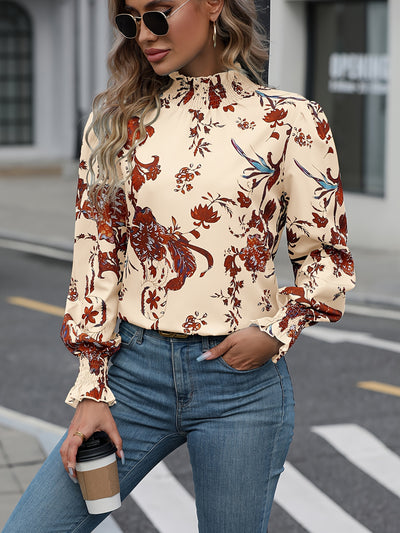 Isaline | Chemise Florale à Col Montant
