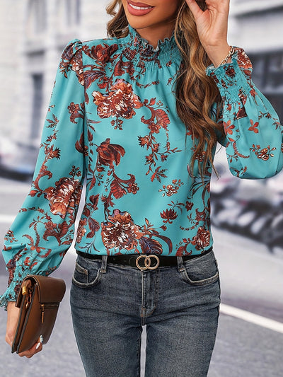 Isaline | Chemise Florale à Col Montant