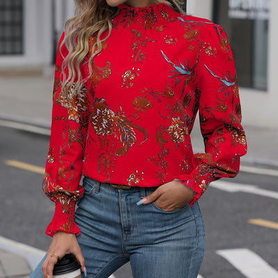 Isaline | Chemise Florale à Col Montant