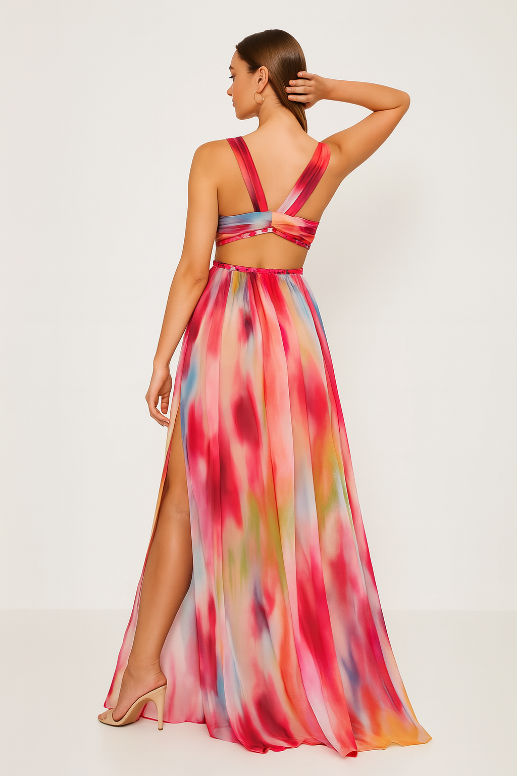 Lauriane | Robe longue à imprimé aquarelle