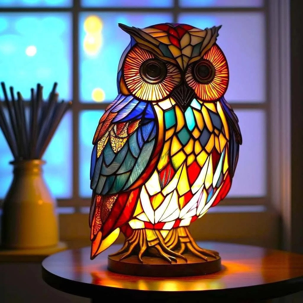 Orélien | Lampe Chouette magique en Tiffany