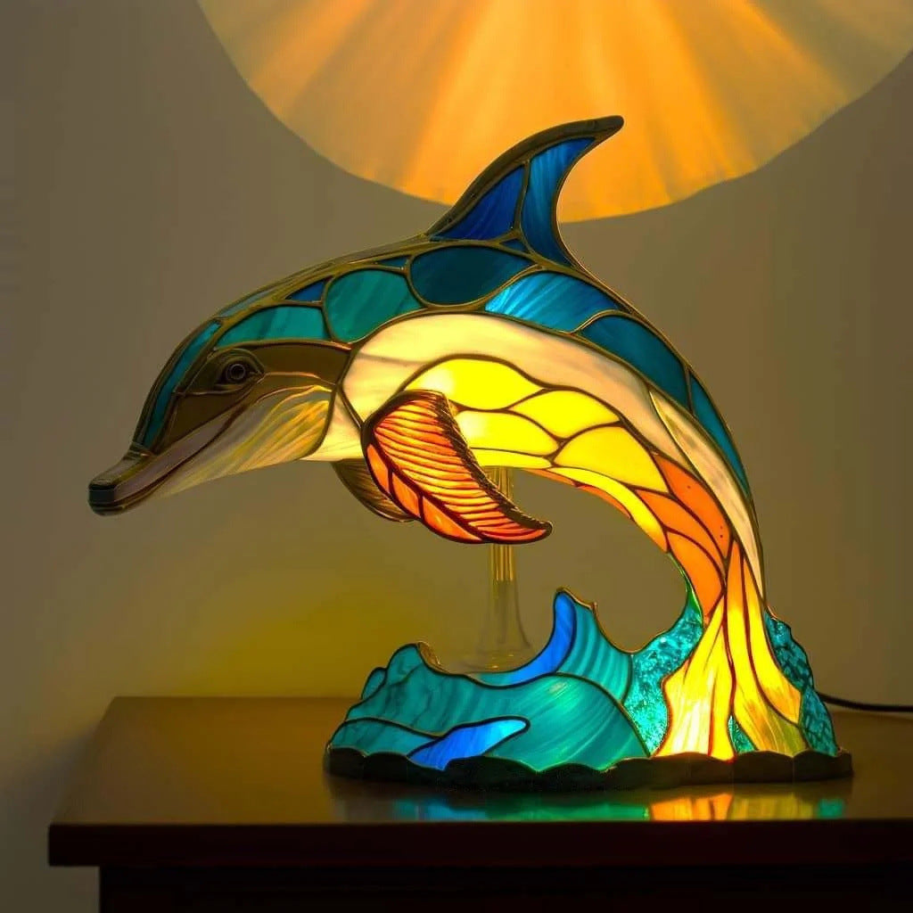 Sirène | Lampe Dauphin magique en Tiffany