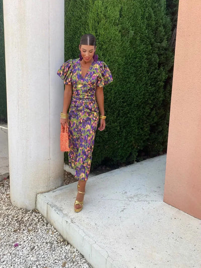 Loren | Robe à manches bouffantes vibrantes