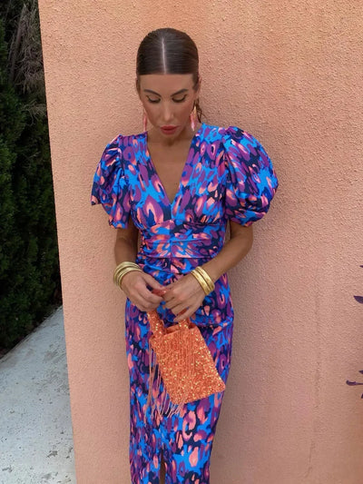 Loren | Robe à manches bouffantes vibrantes
