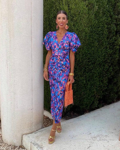 Loren | Robe à manches bouffantes vibrantes