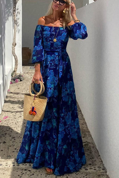 Francesca | Robe longue florale avec épaules dénudées