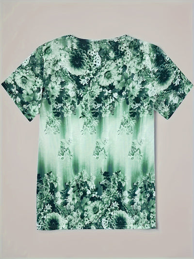 Louna | Haut Floral Vert à Col V