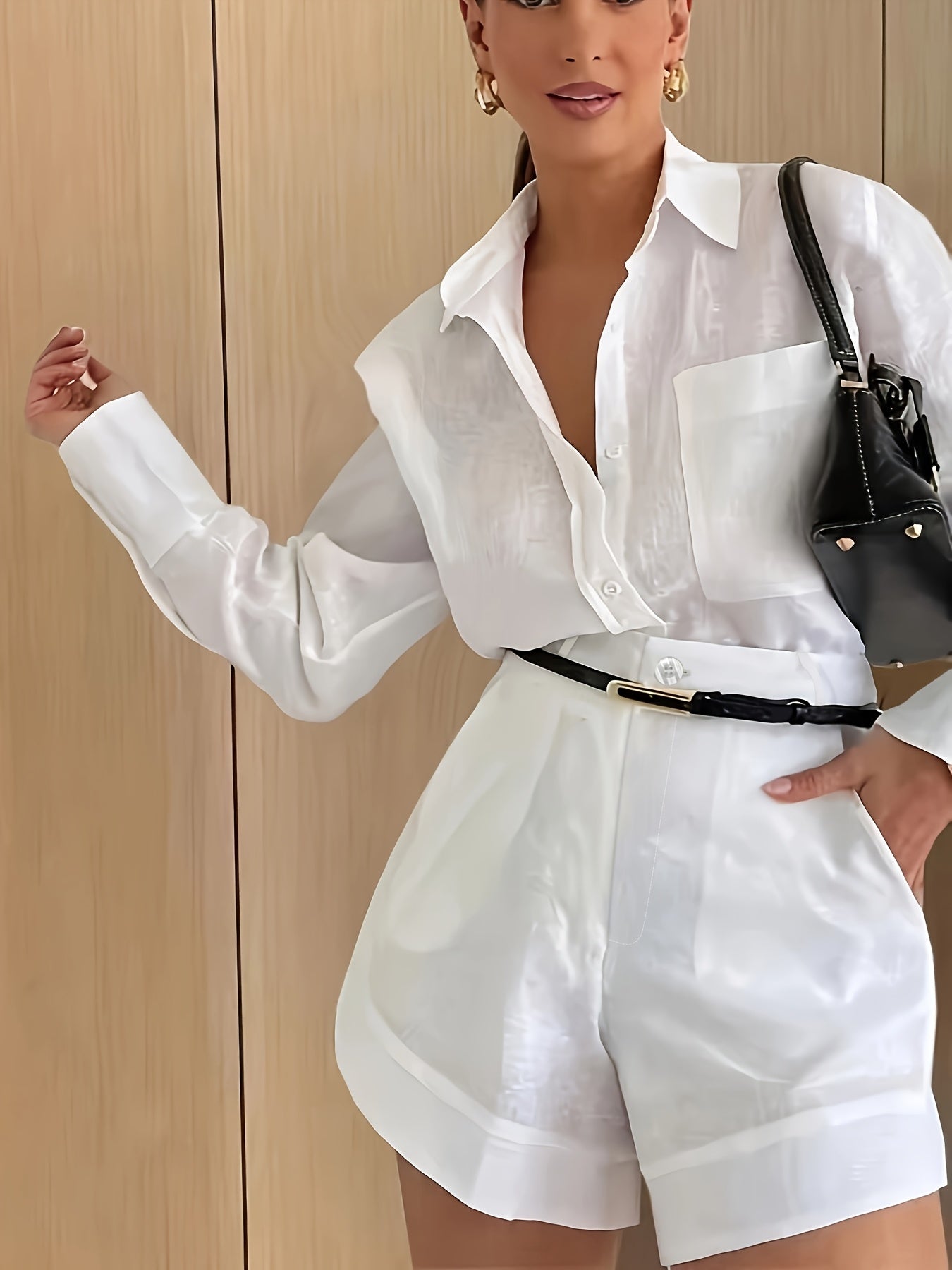 Camille | Ensemble élégant avec chemise et short taille haute