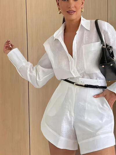 Camille | Ensemble élégant avec chemise et short taille haute