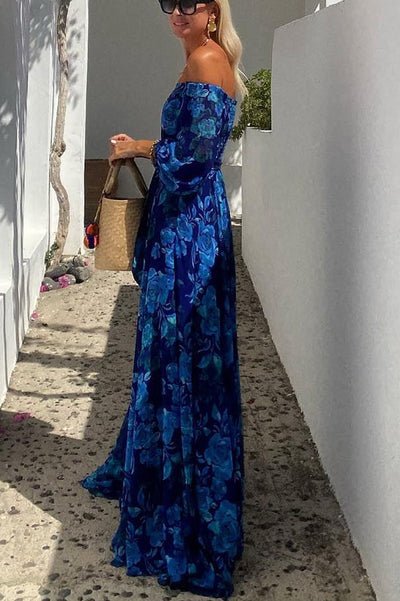 Francesca | Robe longue florale avec épaules dénudées