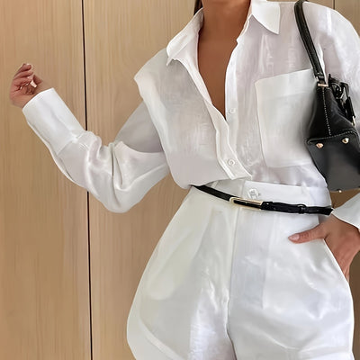 Camille | Ensemble élégant avec chemise et short taille haute