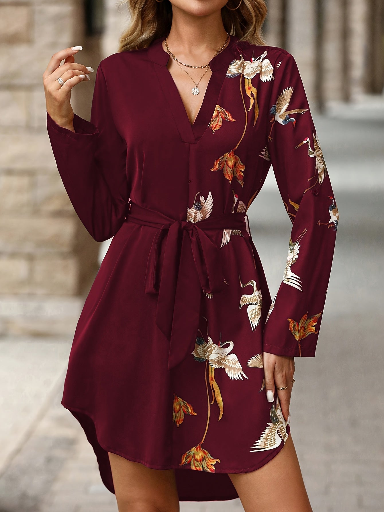 Ysaline | Robe Portefeuille Florale à Manches Longues
