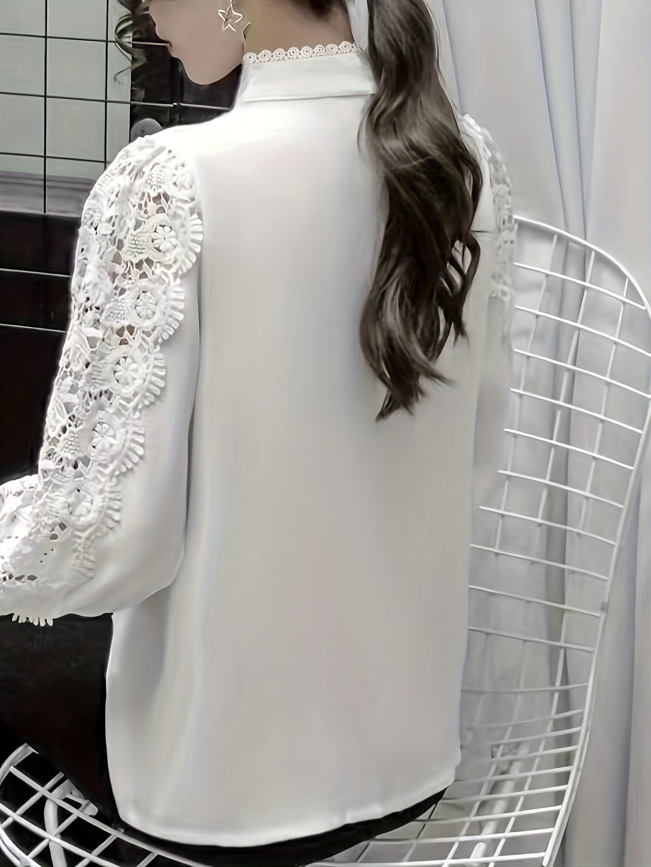 Thaïs | Chemise en Dentelle à Col Montant