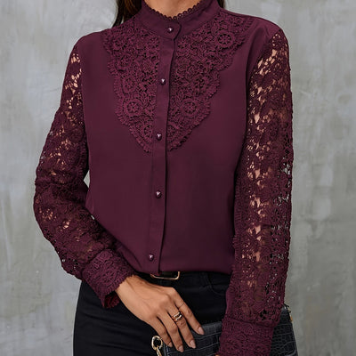 Thaïs | Chemise en Dentelle à Col Montant